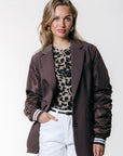 COLOURFUL REBEL BLAZER GEMMA CONTRAST SLEEVE BROWN