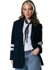 COLOURFUL REBEL BLAZER JESRA PINSTRIPE SINGLE BREASTED DARK BLUE