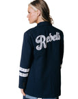 COLOURFUL REBEL BLAZER JESRA PINSTRIPE SINGLE BREASTED DARK BLUE