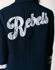COLOURFUL REBEL BLAZER JESRA PINSTRIPE SINGLE BREASTED DARK BLUE