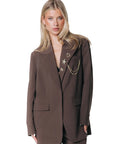 COLOURFUL REBEL BLAZER BOWIE CHARM SINGLE BREASTED BROWN