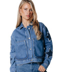 COLOURFUL REBEL JACK JO STAR WORKER JACKET MID BLUE DENIM