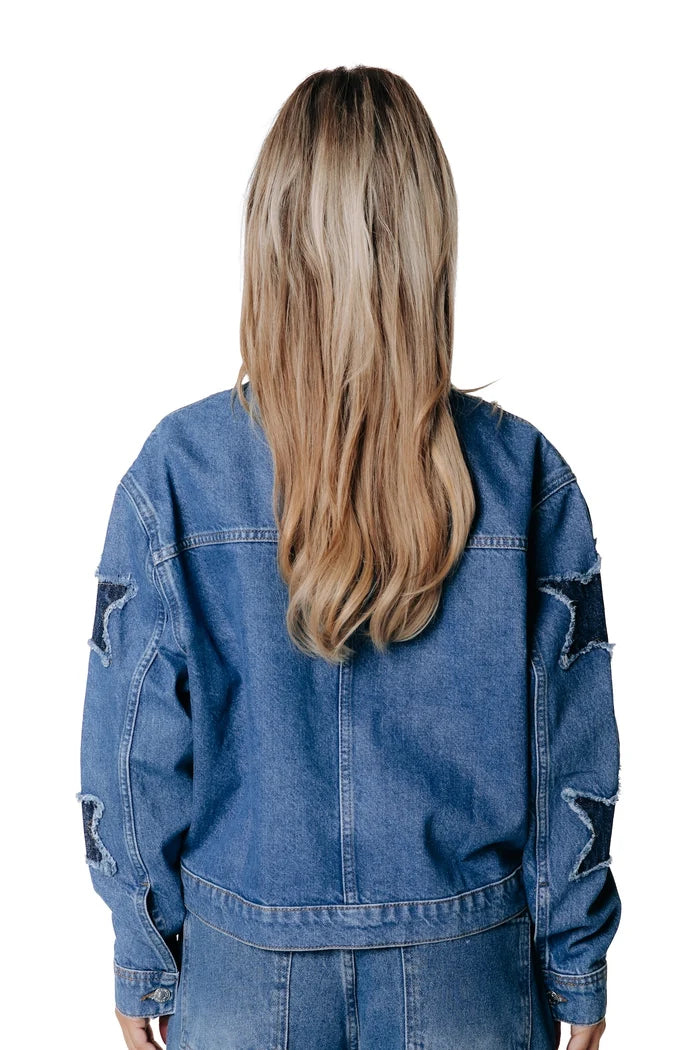 COLOURFUL REBEL JACK JO STAR WORKER JACKET MID BLUE DENIM