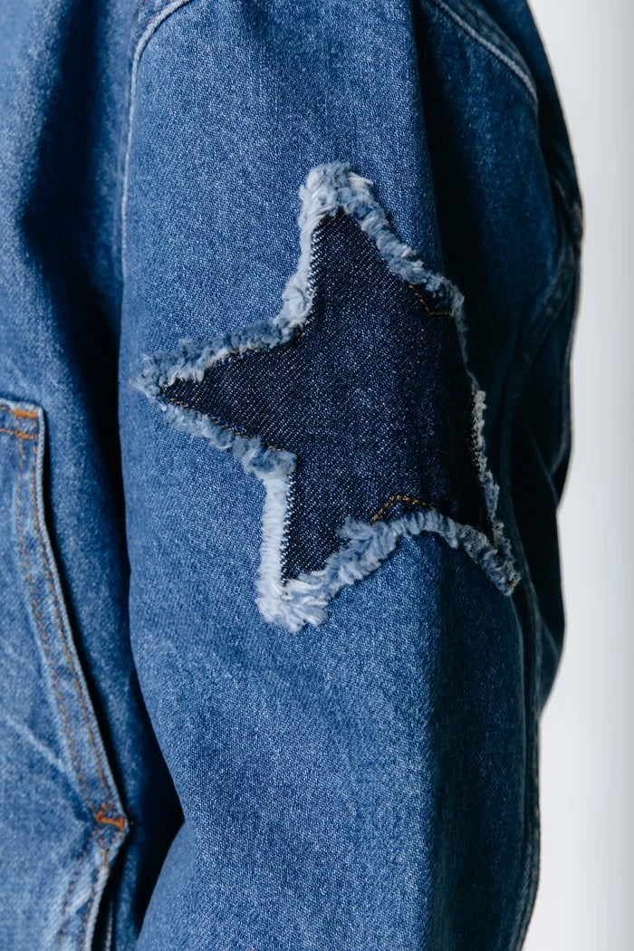 COLOURFUL REBEL JACK JO STAR WORKER JACKET MID BLUE DENIM