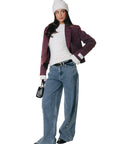COLOURFUL REBEL BLAZER DOVA CHECK CROPPED RED