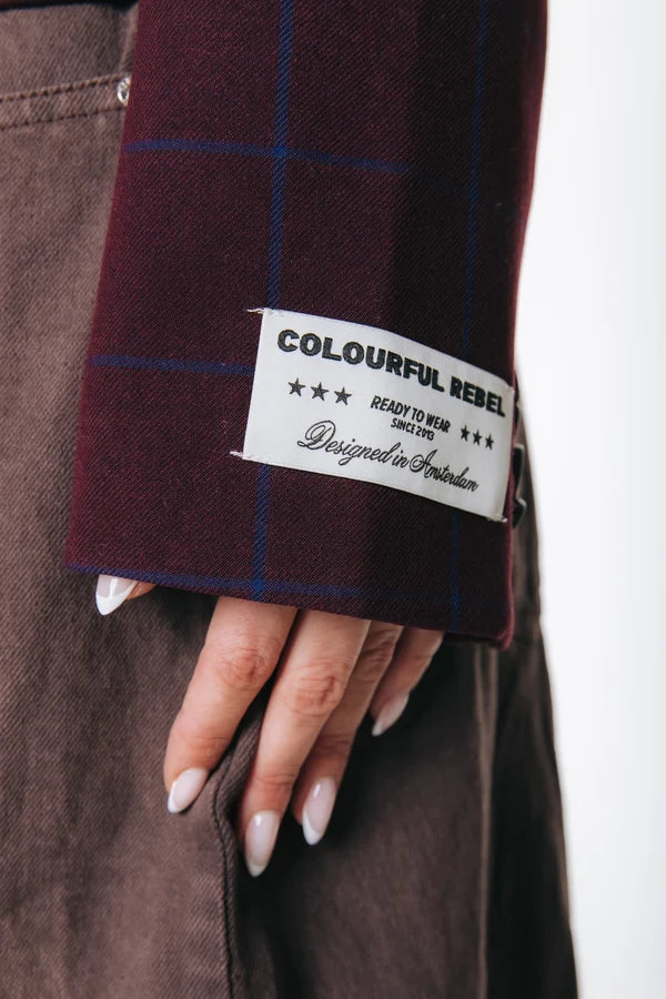 COLOURFUL REBEL BLAZER DOVA CHECK CROPPED RED