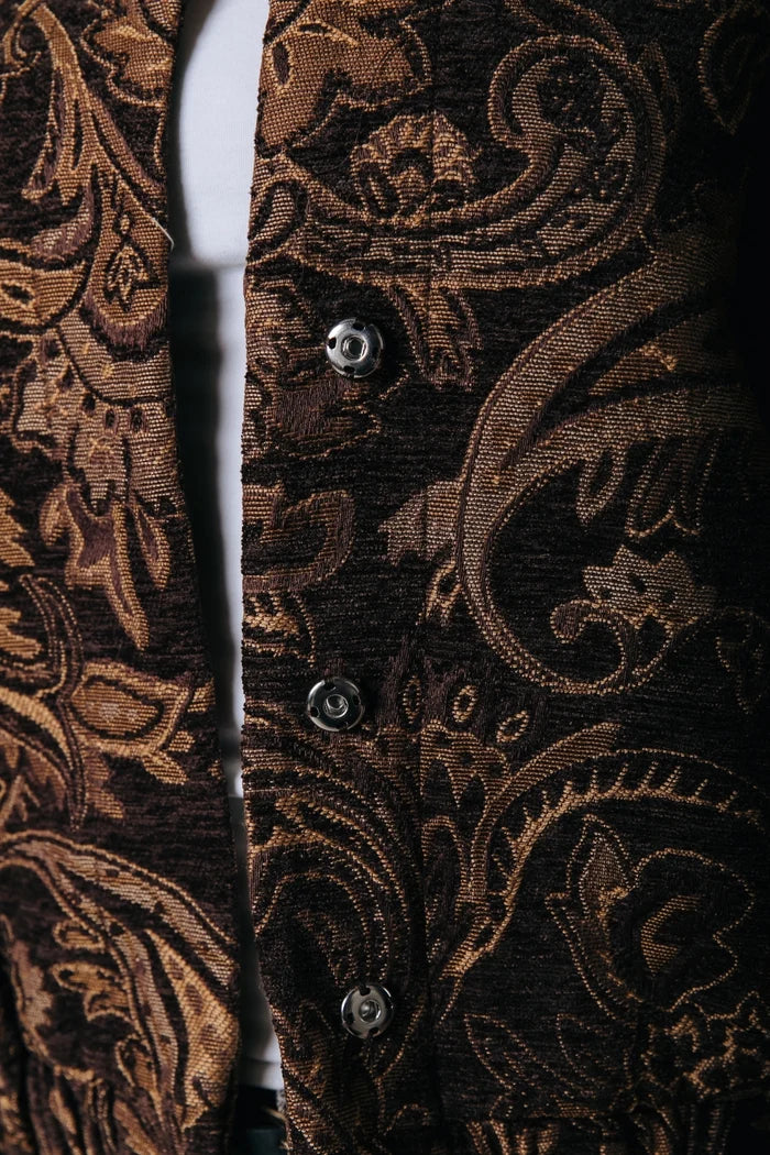 COLOURFUL REBEL JACK BENTE PAISLEY JACQUARD BOMBER JACKET BROWN
