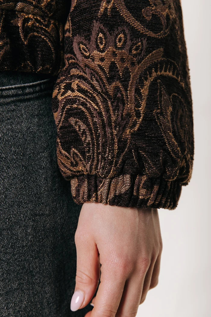 COLOURFUL REBEL JACK BENTE PAISLEY JACQUARD BOMBER JACKET BROWN