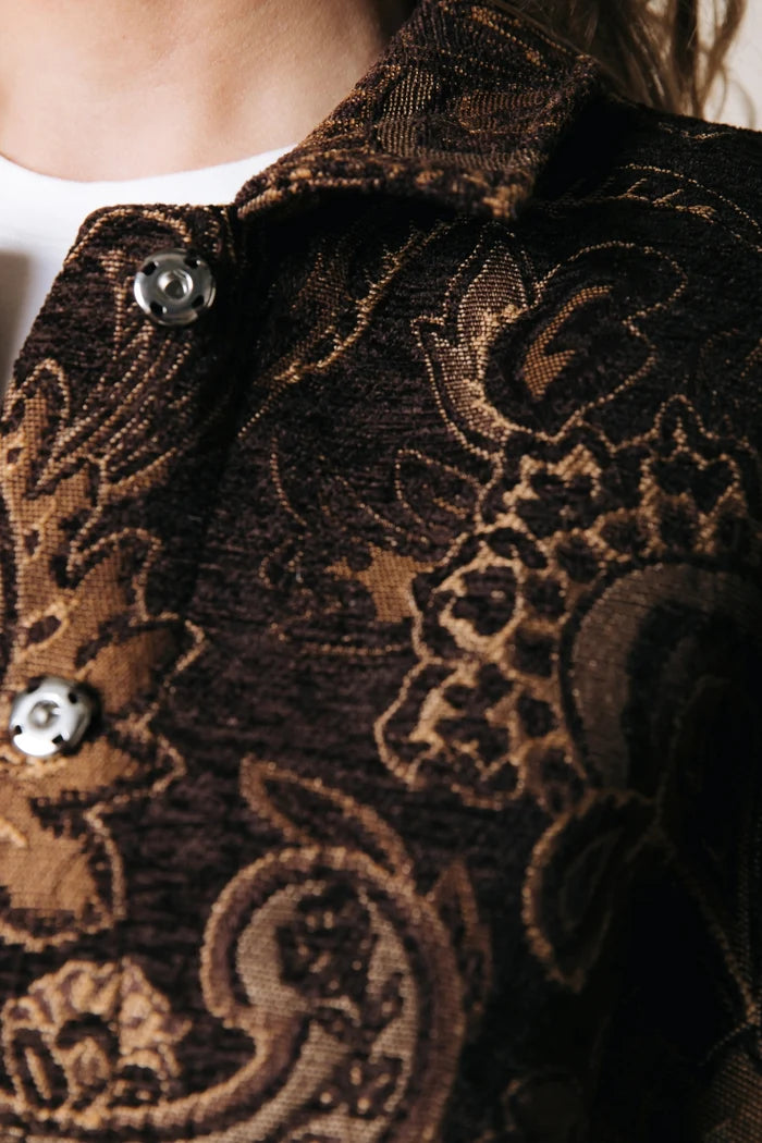 COLOURFUL REBEL JACK BENTE PAISLEY JACQUARD BOMBER JACKET BROWN