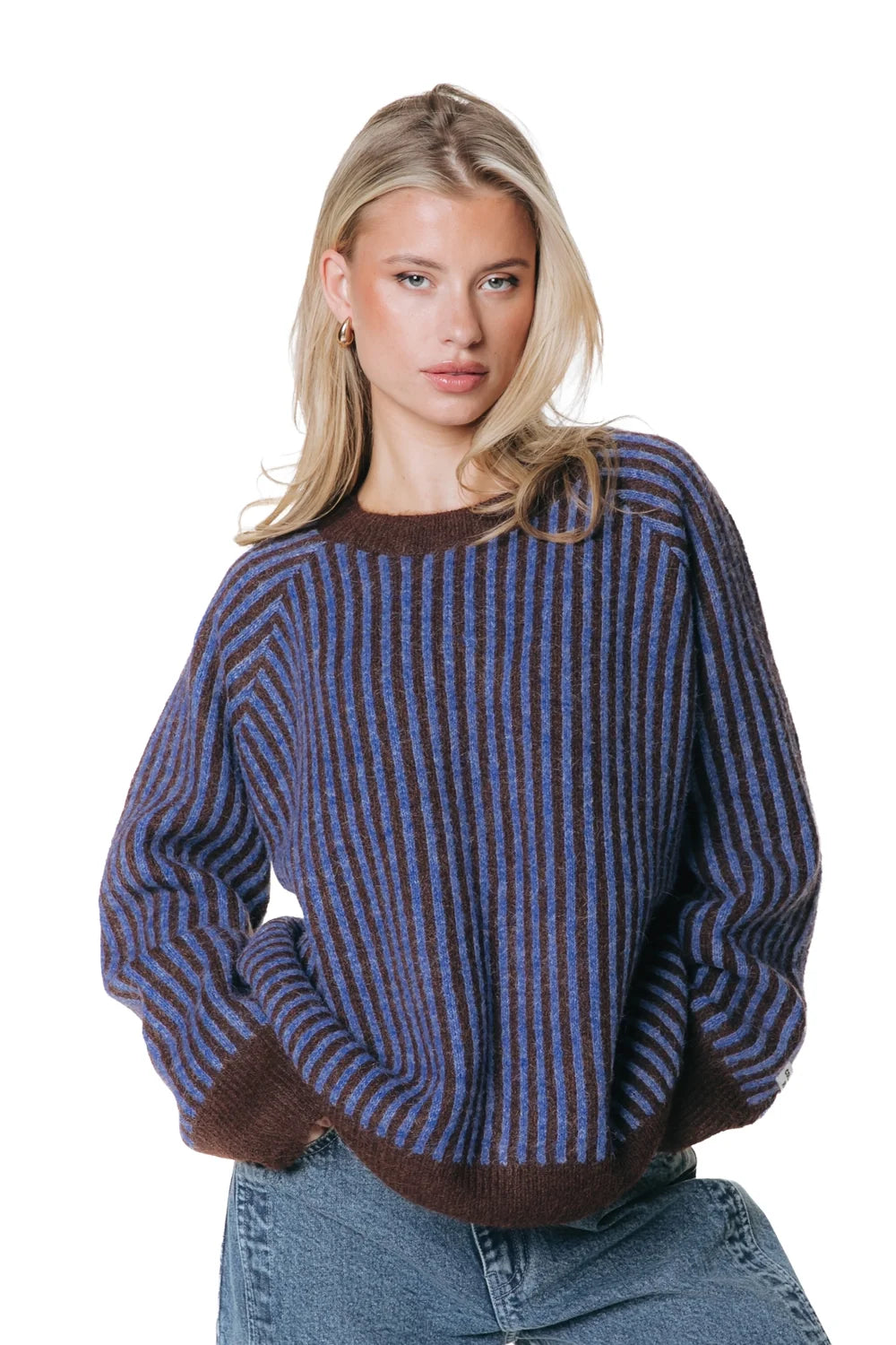 COLOURFUL REBEL PULLOVER LOU TWO TONE STRIPED KNITTED SWEATER MULTICOLOR