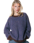 COLOURFUL REBEL PULLOVER LOU TWO TONE STRIPED KNITTED SWEATER MULTICOLOR