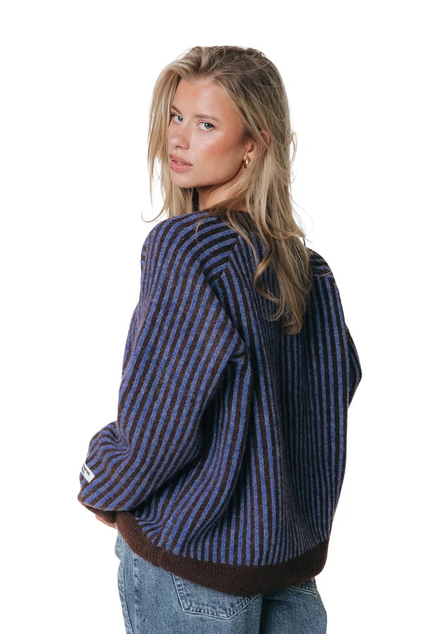 COLOURFUL REBEL PULLOVER LOU TWO TONE STRIPED KNITTED SWEATER MULTICOLOR