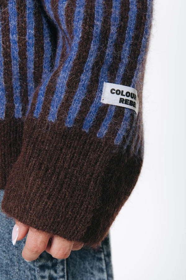 COLOURFUL REBEL PULLOVER LOU TWO TONE STRIPED KNITTED SWEATER MULTICOLOR