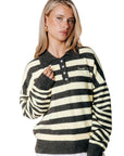 COLOURFUL REBEL PULLOVER LINSEY STRIPED FLUFFY KNIT BROWN/YELLOW