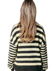 COLOURFUL REBEL PULLOVER LINSEY STRIPED FLUFFY KNIT BROWN/YELLOW