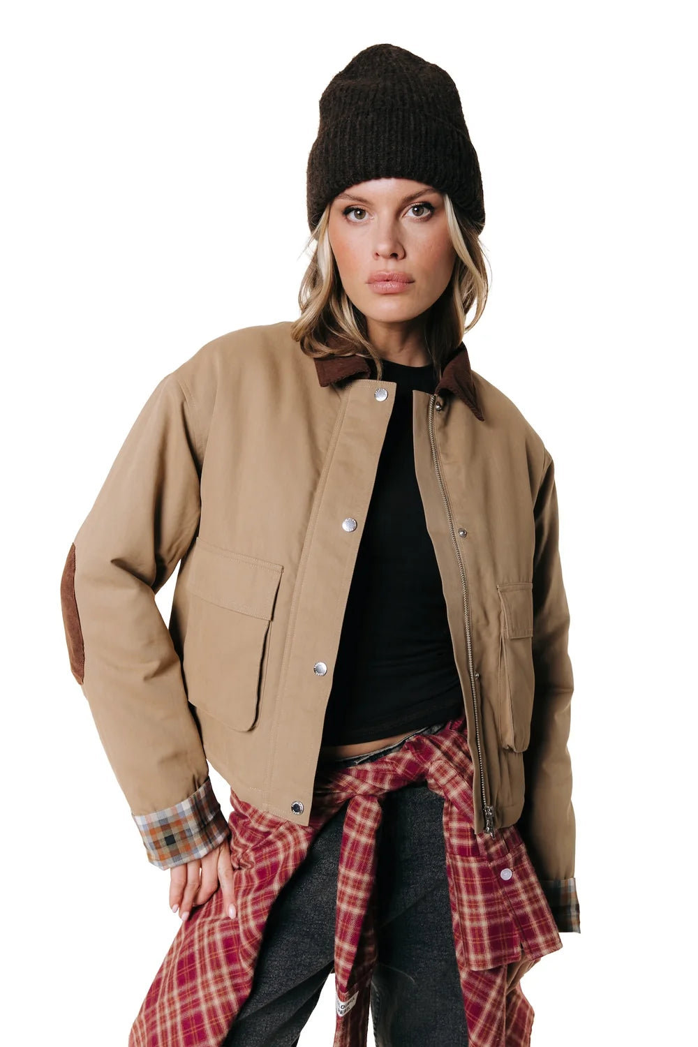 COLOURFUL REBEL JAS MALOU TWILL COACH JACKET CAMEL