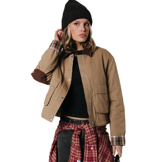 COLOURFUL REBEL JAS MALOU TWILL COACH JACKET CAMEL