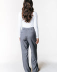 COLOURFUL REBEL PANTS RUS STRIPE STRAIGHT DARK GREY