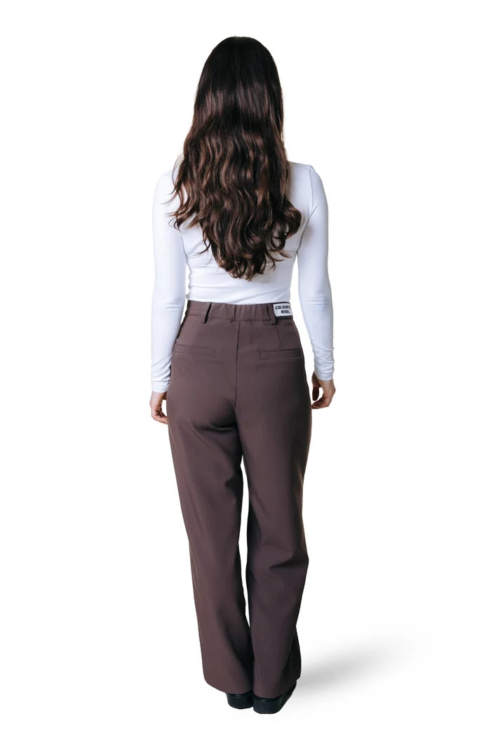 COLOURFUL REBEL PANTS RUS UNI PINTUCK STRAIGHT BROWN