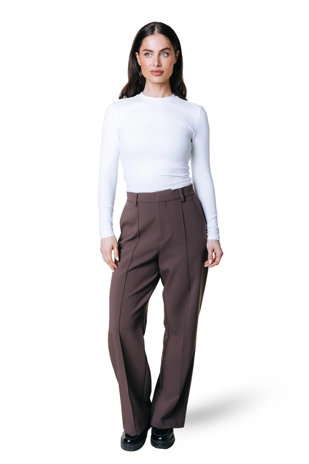 COLOURFUL REBEL PANTS RUS UNI PINTUCK STRAIGHT BROWN