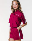 COLOURFUL REBEL SHORT JESS RUFFLE DEEP BURGUNDY