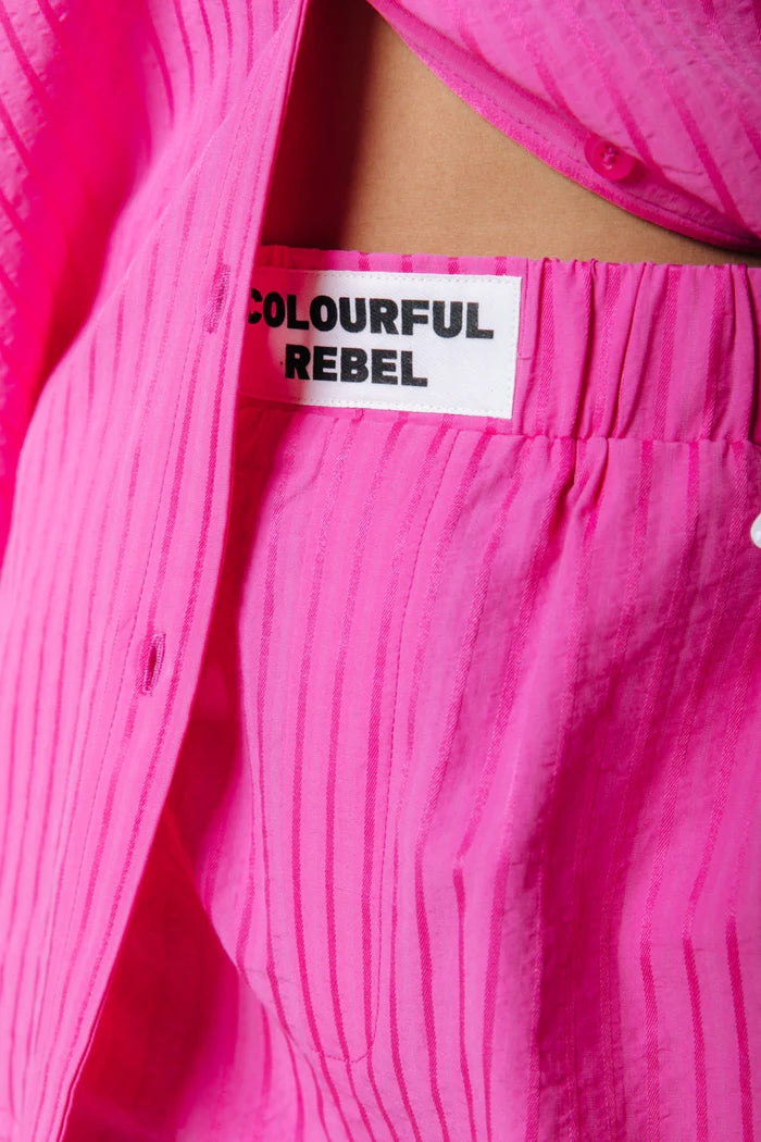 COLOURFUL REBEL SHORT LYN TONAL STRIPE BRIGHT PINK