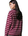 COLOURFUL REBEL SWEATER SPORT COLLAR LONGSLEEVE STRIPED SWEAT RED