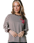 COLOURFUL REBEL SWEATER STRIPED WAVY LOGO LONGSLEEVE WHITE/BROWN