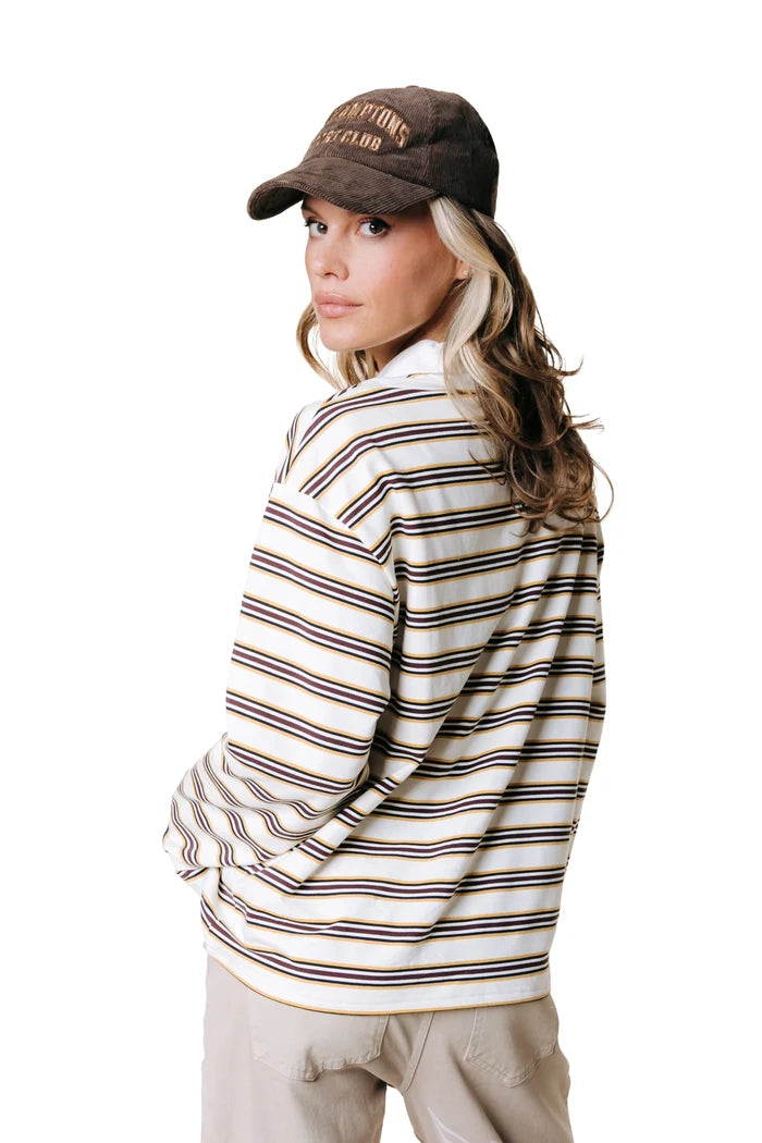COLOURFUL REBEL SWEATER SPORT COLLAR LONGSLEEVE STRIPED SWEAT OFF WHITE