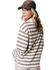 COLOURFUL REBEL SWEATER SPORT COLLAR LONGSLEEVE STRIPED SWEAT OFF WHITE