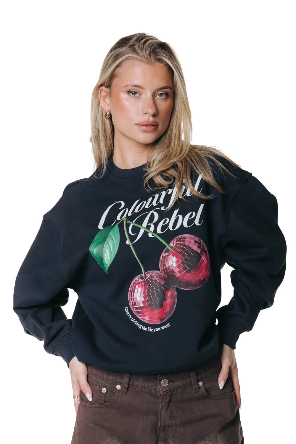 COLOURFUL REBEL SWEATER DISCO CHERRIES SWEAT NAVY