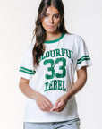 COLOURFUL REBEL T-SHIRT CR 33 STRIPE LOOSEFIT TEE STANDARD WHITE