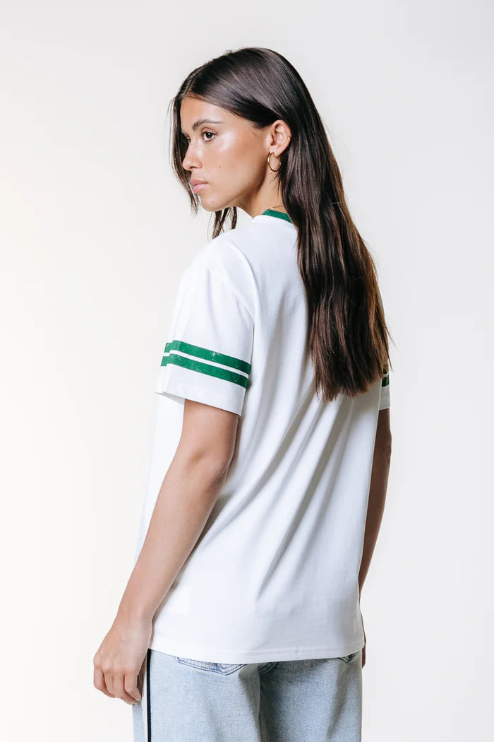 COLOURFUL REBEL T-SHIRT CR 33 STRIPE LOOSEFIT TEE STANDARD WHITE