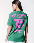 COLOURFUL REBEL T-SHIRT CR 76 ACID WASH OFF GREEN