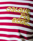 COLOURFUL REBEL T-SHIRT PUFF LOGO STRIPE LOOSEFIT DEEP BURGUNDY