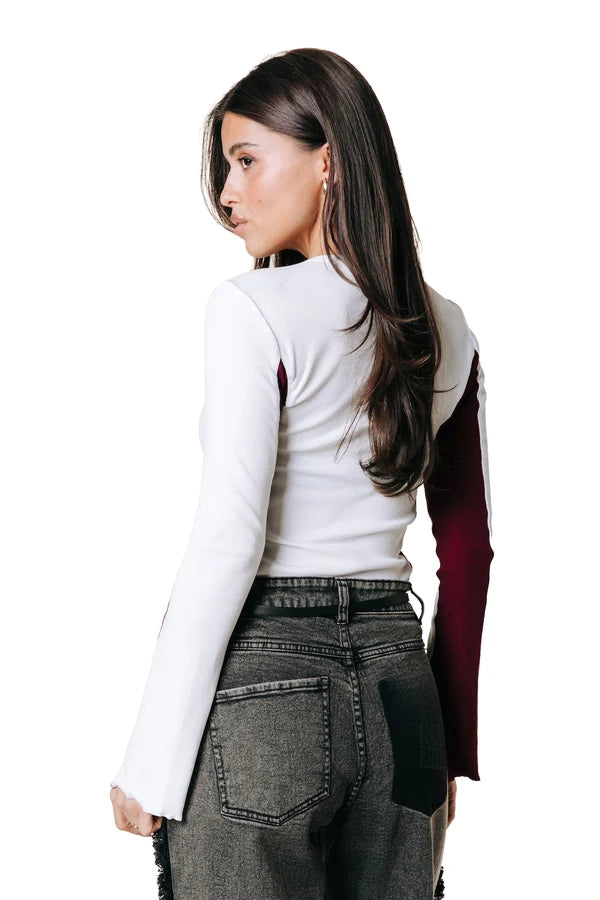 COLOURFUL REBEL TOP LIVY ROUNDNECK OFF WHITE