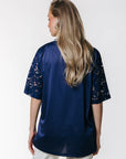 COLOURFUL REBEL T-SHIRT TAYLA 33 LACE MESH FOOTBALL DEEP BLUE