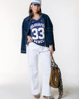 COLOURFUL REBEL T-SHIRT TAYLA 33 LACE MESH FOOTBALL DEEP BLUE