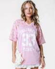 COLOURFUL REBEL T-SHIRT TAYLA 33 LACE MESH FOOTBALL LIGHT PINK