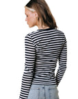 COLOURFUL REBEL TOP JUNA STRIPE ROUNDNECK DARK NAVY