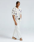 WAX LONDON OVERHEMD PORTO DOODLE CROCHET KNITTED ECRU/NAVY