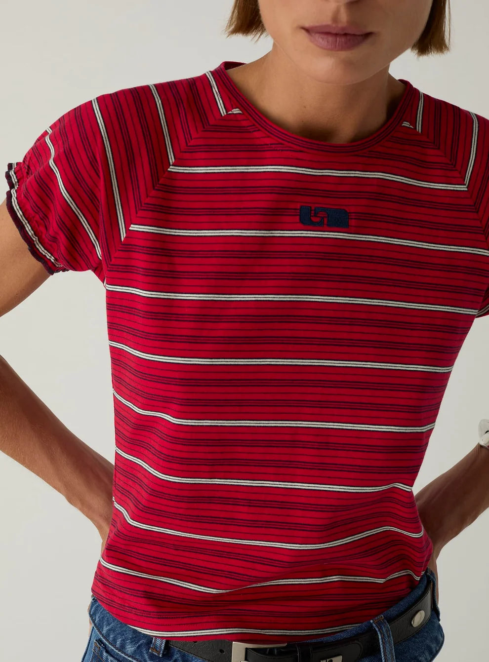 LAAGAM T-SHIRT ZAIRA EMBROIDERED LOGO TEE RED