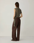 LAAGAM PANTS ZION SQUARED CHECK BROWN