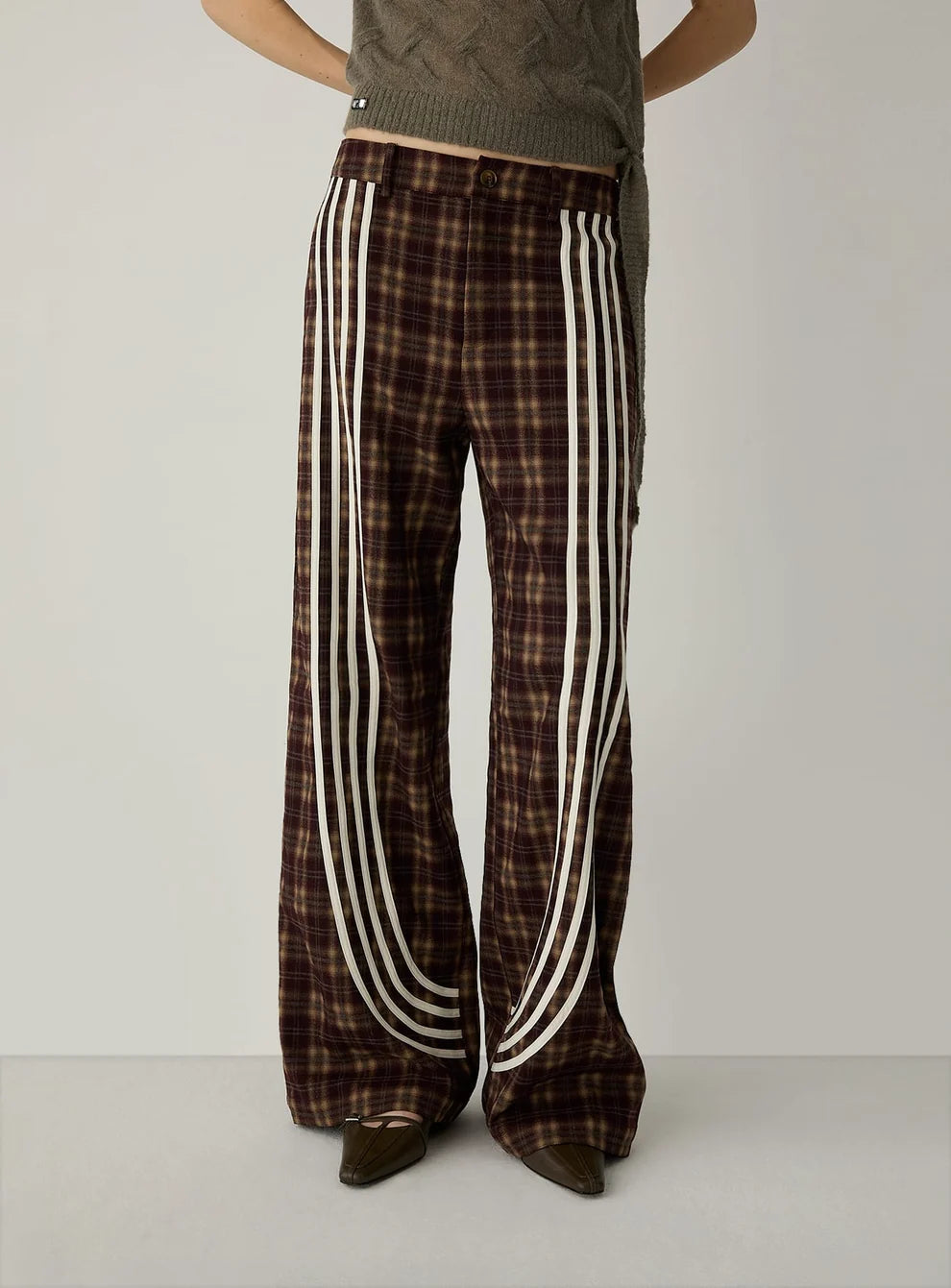 LAAGAM PANTS ZION SQUARED CHECK BROWN