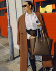 JOSH V JAS ANNIKA OVERSIZED COAT CHOCOLATE BROWN MELANGE