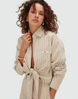 JOSH V TOP BANKS RELAXED CROPPED STRIPED BLOUSE STONE STRIPE