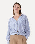 ANOTHER-LABEL BLOUSE BOISY SHIRT BLUE WHITE STRIPE