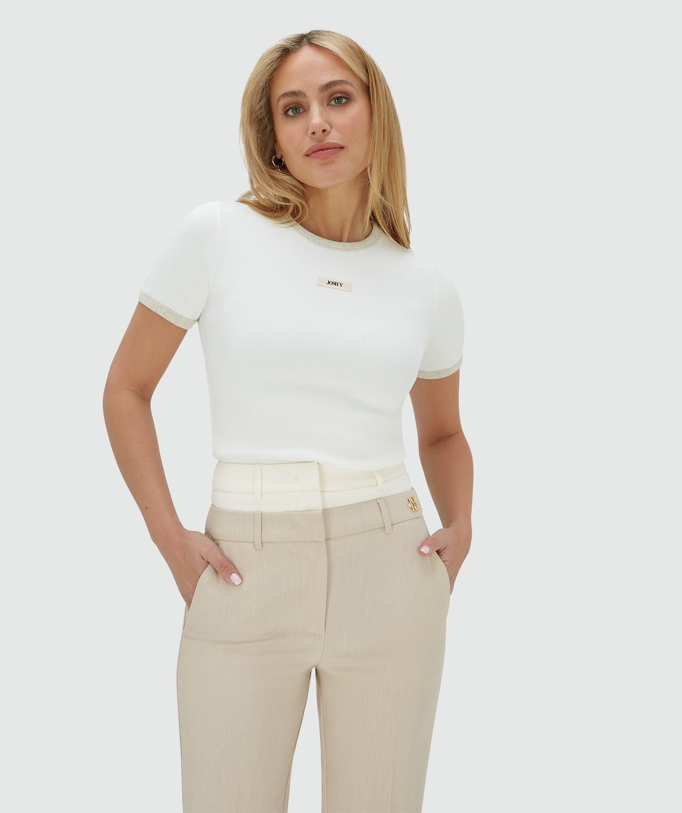 JOSH V T-SHIRT CODY SLIM FIT MET LOGO OFF WHITE