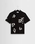WAX LONDON OVERHEMD DIDCOT SS SHIRT ABSTRACT APPLIQUE BLACK/BEIGE
