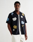 WAX LONDON OVERHEMD DIDCOT SS SHIRT FLOWER APPLIQUE NAVY/MULTI